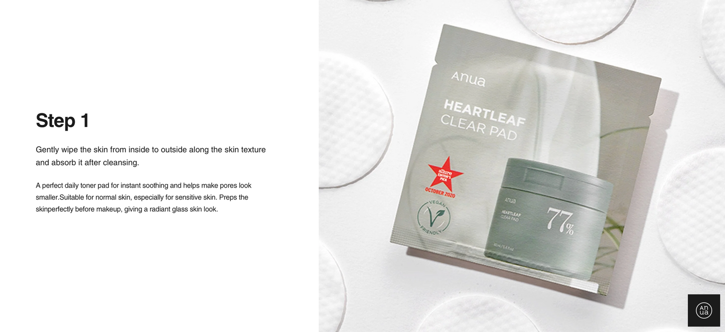 Kit calmante Heartleaf (4 pasos) - Anua